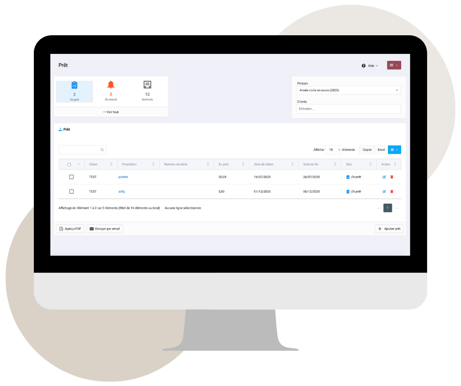 logiciel-suivi-pret Interface d’un logiciel de suivi des prêts de matériel