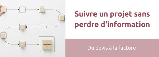 Schéma représentant les étapes d'un projet, du devis jusqu'à la facturation